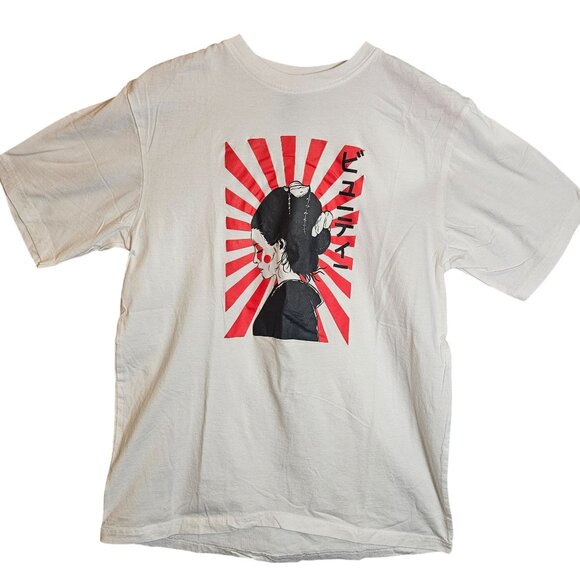 WTF Women’s Graphic Tee White S Anime Print Y2K Grunge Artcore Oversized - Picture 3 of 10